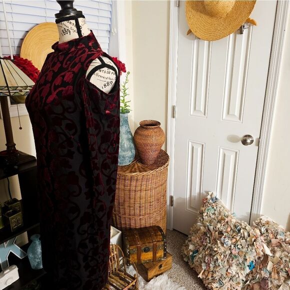 Design Lab Sexy Cold Shoulder Burgandy Burnout Velvet Bodycon Dress. M Fit - Picture 6 of 16